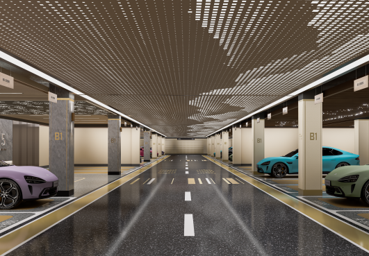 萬(wàn)科左岸車(chē)庫(kù)劃線設(shè)計(jì)效果宣傳圖